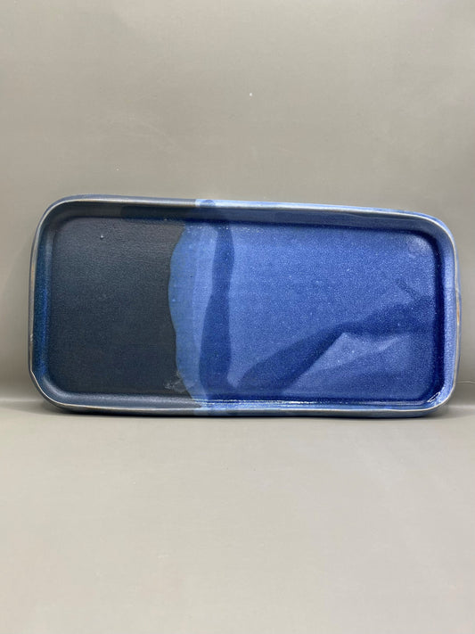 מגש מלבן כחול